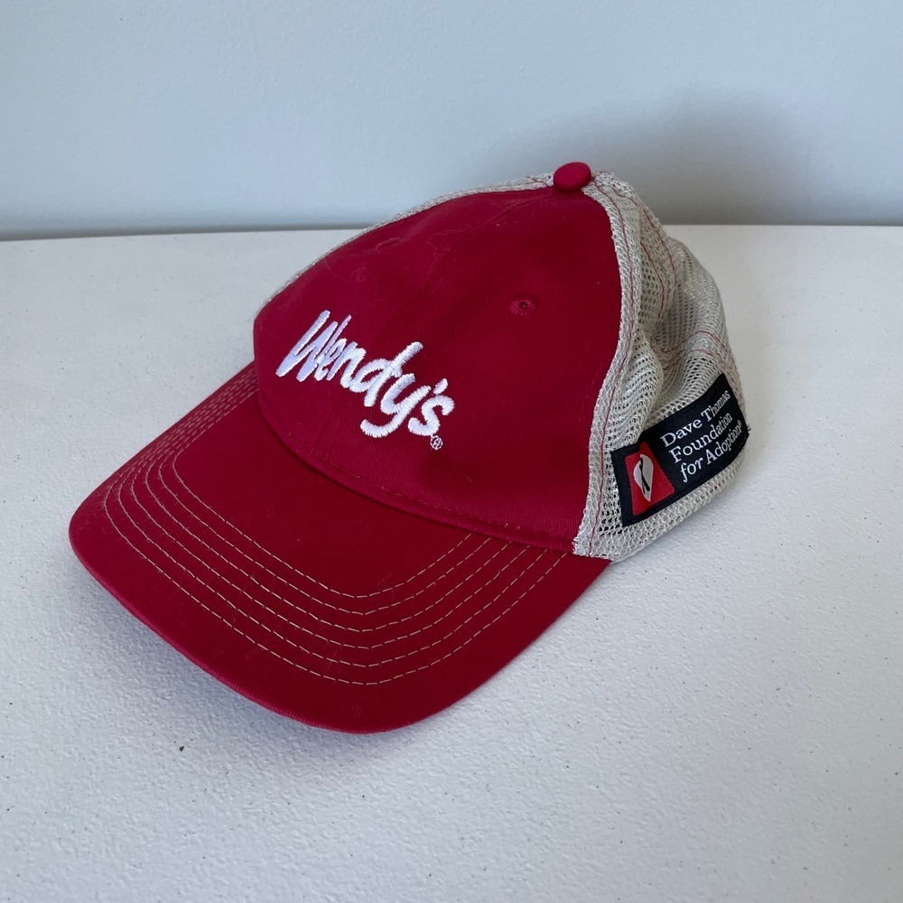 Wendy's Dave Thomas Foundation for Adoption Employee Hat Red Mesh Cap